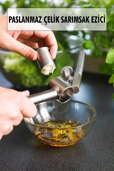 Hazneli Paslanmaz Metal Sarımsak ve Zencefil Ezici Doğrayıcı ürün görseli 1