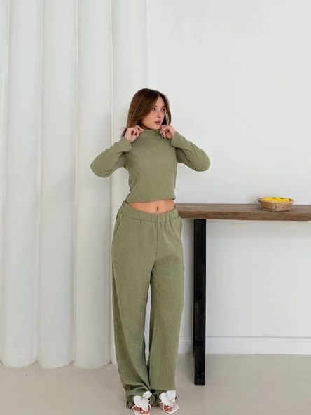 Balıkçı yaka örme takım mint st265865 - Resim 4