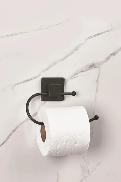 Yapışkanlı Kare Başlıklı Siyah Tuvalet Kağıtlığı - Resim 2