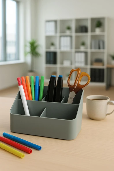 Masaüstü Kalem & Düzenleyici Kalemlik Gri - Resim 2