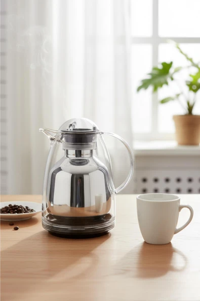 1 Lt Akrilik Şeffaf Çay Termosu 12 Saat Sıcak 24 Saat Soğuk ürün görseli 1