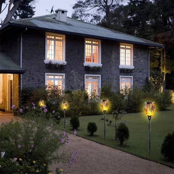 Alev Efektli Solar Bahçe Lambası (51 cm) Bahçe Aydınlatma - Resim 5