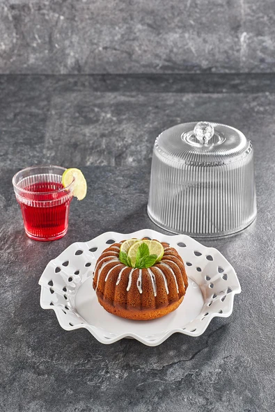 Akrilik Barok Beyaz Renk Kek Fanus & Kek Saklama Kabı & Şık Sunum Organizeri 26 Cm - Resim 2