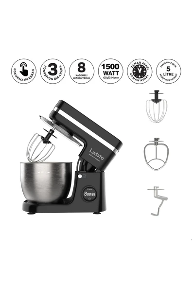 Lydsto Kitchen Helper 1500w - 5 Lt - 8 Kademe Dokunmatik Dijital Ekran Stand Mikser Hamur Yoğurma Makinesi