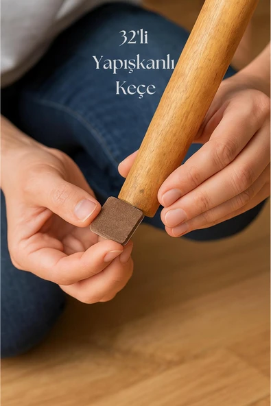 32 li Yapışkanlı Mobilya Masa Sandalye Parke Zemin Ayak Koruyucu Kaydırmaz Keçe ürün görseli