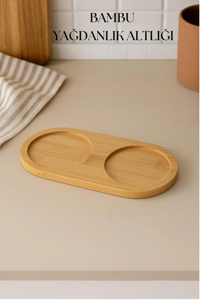 Bambu Yağdanlık Altlığı Çift Yuvalı 9x19 Cm ürün görseli 1