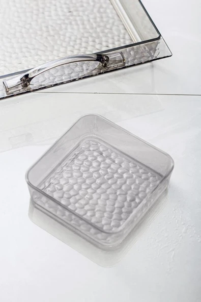 Akrilik Barok Füme 6 Bölmeli Tek Kapaklı Büyük Kahvaltılık - Resim 5