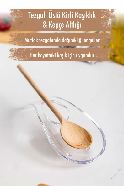 Akrilik Şeffaf Tezgah Üstü Kirli Kaşıklık & Kepçe Altlığı ürün görseli