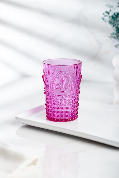 Akrilik Pembe 6'lı Kısa Bardak & Su Meşrubat Kahve Yanı Bardağı 400 ml ( Cam Değildir ) - 4