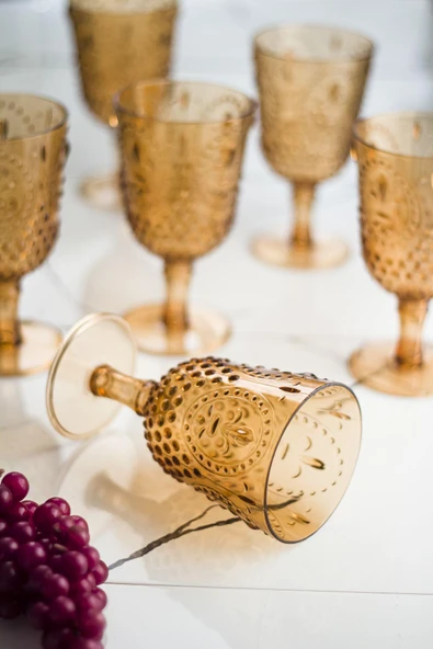 Akrilik Bal 6'lı Kadeh & Su Meşrubat Kahve Yanı Bardağı 450 ml ( Cam Değildir ) - Resim 3