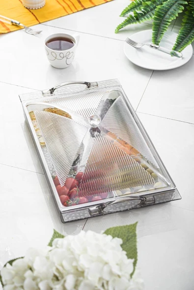 Akrilik Barok Füme 6 Bölmeli Tek Kapaklı Büyük Kahvaltılık ürün görseli