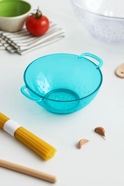 Akrilik Aquamarin Mini Pirinç Süzgeçi & Bakliyat Süzgeçi (3 SU BARDAĞI ÖLÇÜLÜ) - Resim 2