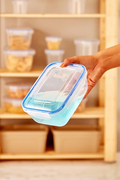 Dikdörtgen 10 Parça Contalı Vakumlu Sızdırmaz Hava Almaz Saklama Kabı Seti 2x(4000/2300/1400/900/400 Ml) - Resim 5