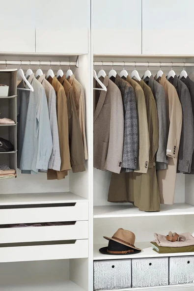 6 lı Ahşap Görünümlü Askı Beyaz 44 cm - Resim 3