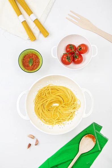 Akrilik Beyaz Makarna Süzgeçi & Sebze Meyve Süzgeçi - Resim 4