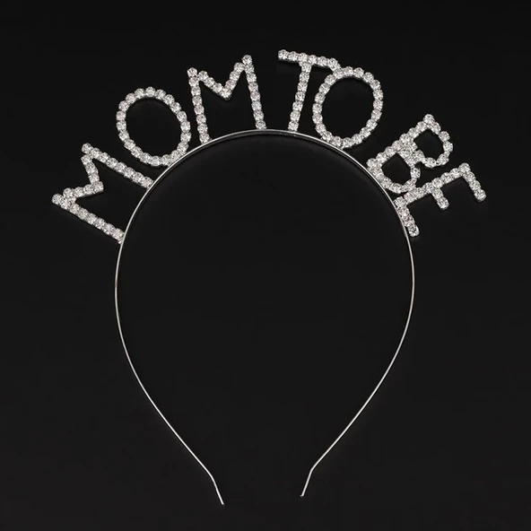 Parti Gümüş Renk Metal Taşlı Mom To Be Taç Baby Shower Anne Tacı - Resim 5