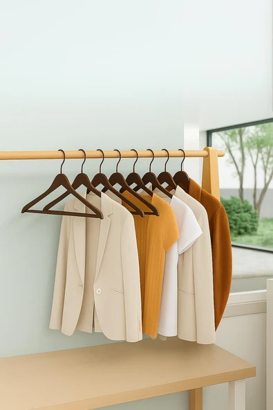 6 lı Ahşap Görünümlü Askı Kahve 44 cm - Resim 2