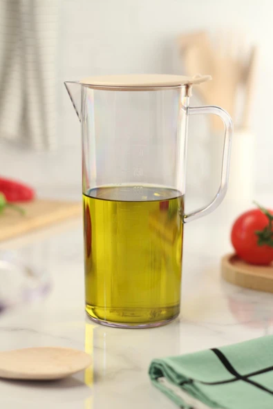 Akrilik Ölçekli Şeffaf 1 LT Yağlık & Yağdanlık & Ölçü Kabı ( Cam Değildir ) - Resim 4