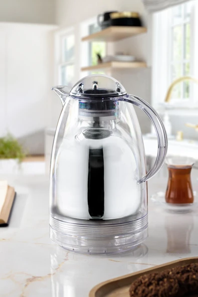 1.5 LT Isı Yalıtımlı Çay Ve Soğuk Su Termosu Şeffaf (12 Saat Sıcak Tutar& İçi Camdır) - Resim 3