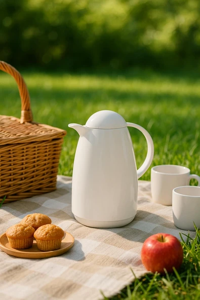 1 Lt Akrilik Soft Beyaz Çay Termosu 12 Saat Sıcak 24 Saat Soğuk - Resim 3