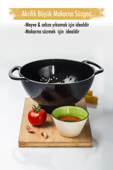Akrilik Siyah Makarna Süzgeçi & Sebze Meyve Süzgeçi ürün görseli 1