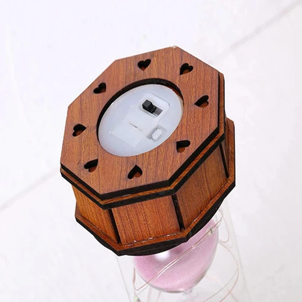 Işıklı Dekoratif Ahşap Kum Saati Dekoratif Hediyelik - Resim 3