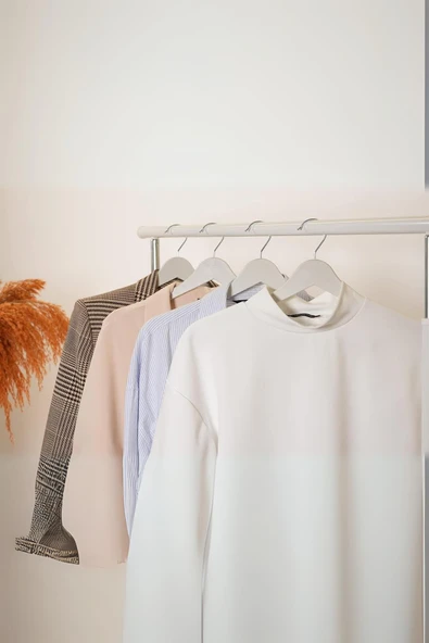 6 lı Ahşap Görünümlü Askı Beyaz 44 cm - Resim 4