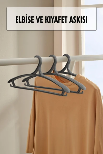 3 Lü Geniş Kıyafet Ve Elbise Askısı Füme 43 Cm ürün görseli 1
