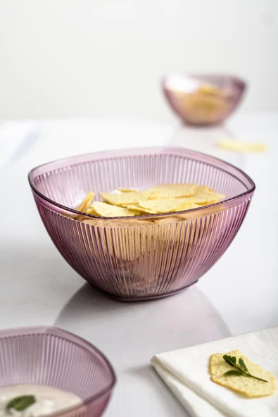 Akrilik Barok Mürdüm Orta Boy Kare Meyve & Salata Kasesi & Karıştırma Kabı / 1,5 Lt (CAM DEĞİLDİR) - 4