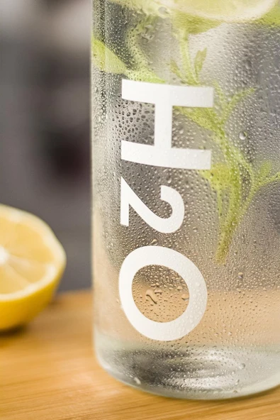 H2o Borosilikat Cam Matara Vakum Kapaklı Su Şişesi Suluk Beyaz 1000 ML - Resim 3