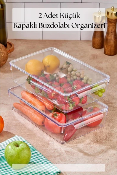 2 Li Kapaklı Buzdolabı Organizeri & Buzdolabı Düzenleyici 3 lt ürün görseli 1
