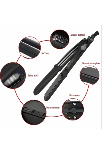 Lydsto Beauty Steam Style Hair Buharlı Saç Düzleştirici ve Şekillendirici (Black) - 6