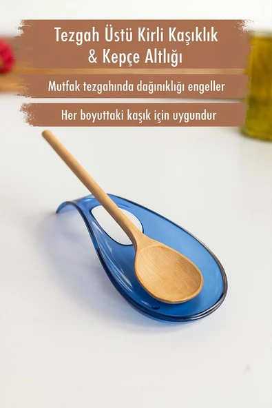 Akrilik Mavi Tezgah Üstü Kirli Kaşıklık & Kepçe Altlığı ürün görseli 1