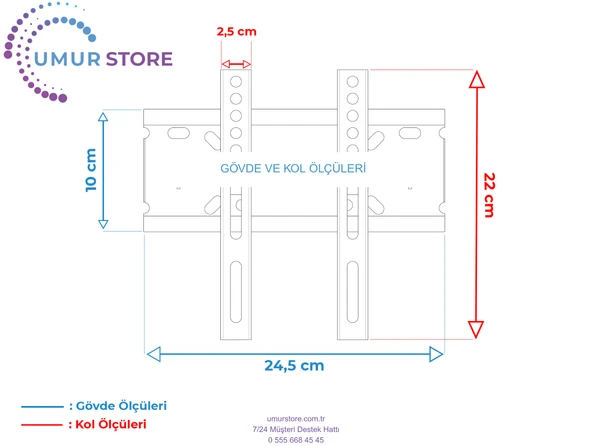 Simfer 43sfs4n 43" Uydu Alıcılı Full Hd 19”- 43” inç Lcd Led Ekran Tv Sabit Askı Aparatı - Resim 3