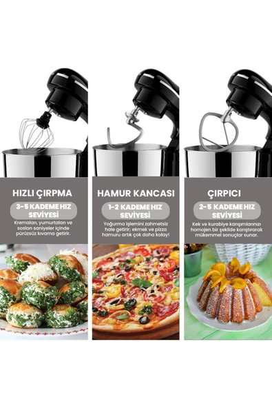 Lydsto Kitchen Helper Pv-4700 1500w-5.2 Litre -10 Kademe Hız Ayarı Stand Mikser Hamur Yoğurma Makinesi Krem - Resim 3