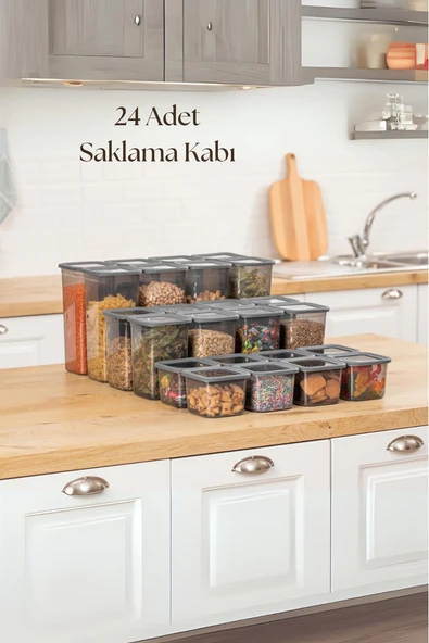 24'lü 3 Boy Kavanoz Seti & Saklama Kabı & Erzak Kabı 8x650/1300/1900 Ml (40 Lı Etiket Hediyeli) ürün görseli