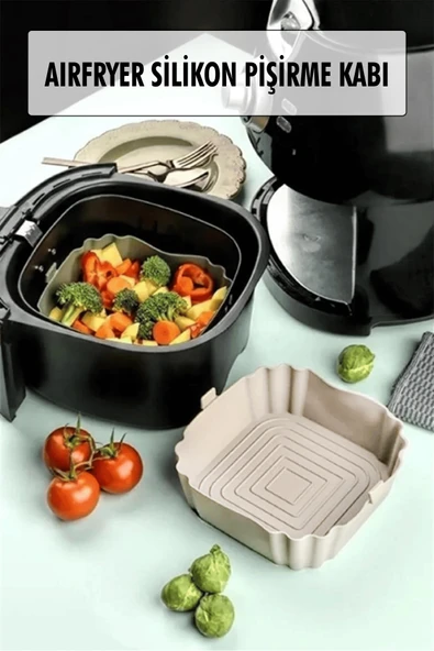 Bütün Airfryer'lere Uyumlu Krem Silikon Pişirme Kabı ürün görseli