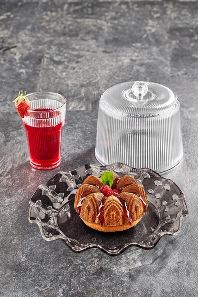 Akrilik Barok Füme Renk Kek Fanus & Kek Saklama Kabı & Şık Sunum Organizeri 26 Cm - Resim 2