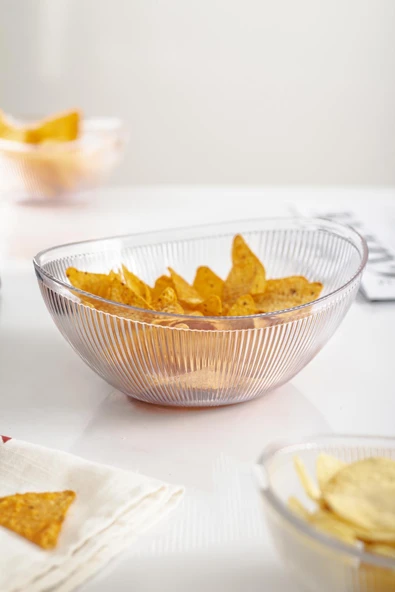 Akrilik Barok Şeffaf Orta Boy Oval Meyve & Salata Kasesi & Karıştırma Kabı / 1,6 Lt  (CAM DEĞİLDİR) - 3