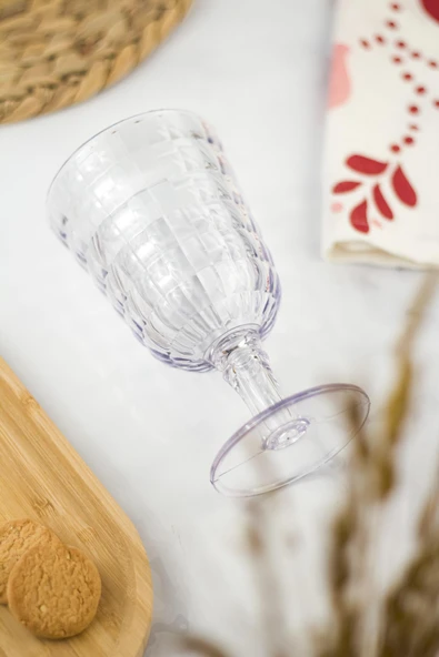 Allegra Şeffaf Kadeh Bardak - 450 ml Tekli Akrilik Malzeme - Cam Değildir Kırılmaya Dayanıklı - 3