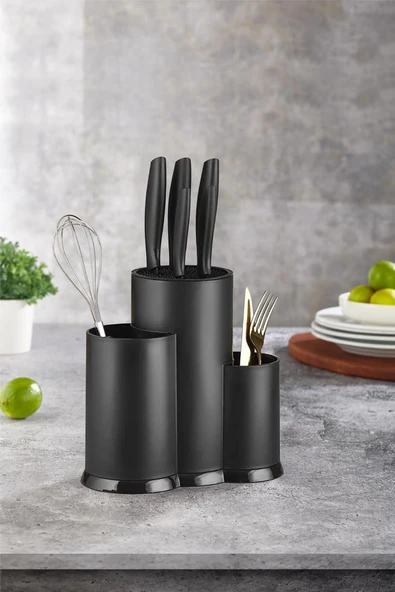 Tezgah Üstü Siyah Kaşıklık & Bıçaklık & Kepçelik & Organizer - Resim 2