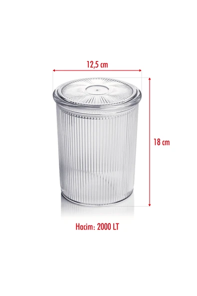 12'li Barok Yuvarlak Büyük Kavanoz Seti & Saklama Kabı & Erzak Kabı (12*2000 ML) - Resim 5