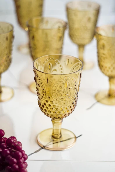 Akrilik Amber 6'lı Kadeh & Su Meşrubat Kahve Yanı Bardağı 450 ml ( Cam Değildir ) - Resim 2