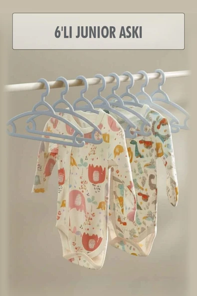 6 lı Bebek Askısı & Bebek Gardırop Askısı Gri Set ürün görseli