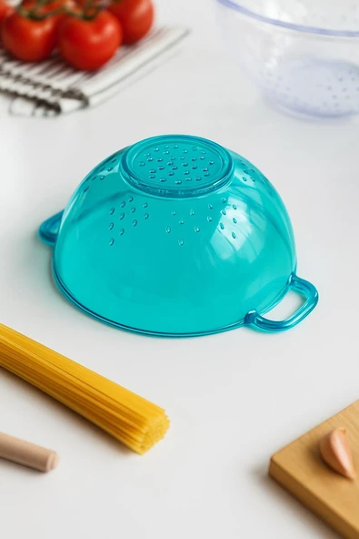 Akrilik Aquamarin Mini Pirinç Süzgeçi & Bakliyat Süzgeçi (3 SU BARDAĞI ÖLÇÜLÜ) - Resim 3