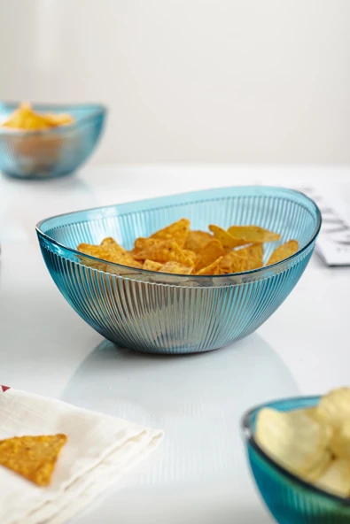 Akrilik Barok Aquamarin Orta Boy Oval Meyve & Salata Kasesi & Karıştırma Kabı / 1,6 Lt  (CAM DEĞİLDİR) - 3