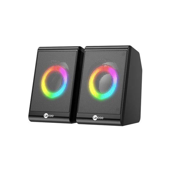 Lenovo Lecoo DS100 1+1 RGB Aydınlatmalı Kablolu Stereo 6W Soundbar Masaüstü Hoparlör Siyah - 2