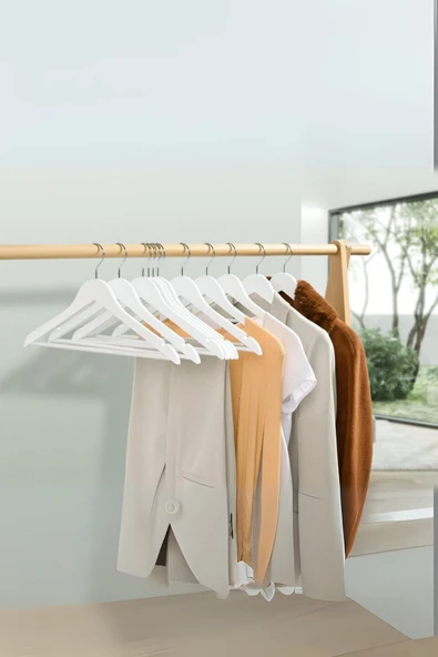 6 lı Ahşap Görünümlü Askı Beyaz 44 cm - Resim 2