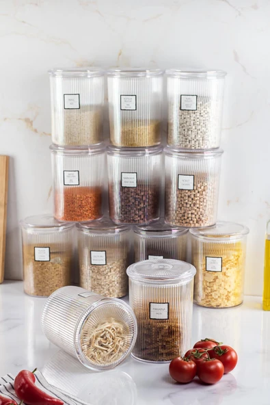 12'li Barok Yuvarlak Büyük Kavanoz Seti & Saklama Kabı & Erzak Kabı (12*2000 ML) - Resim 2