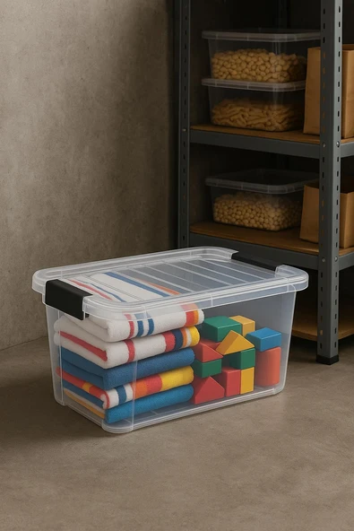 34 L Şeffaf Saklama Kutusu & Düzenleme Kutusu & Oyuncak Kutusu - Resim 3